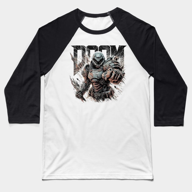 Doom Guy Baseball T-Shirt by aswIDN